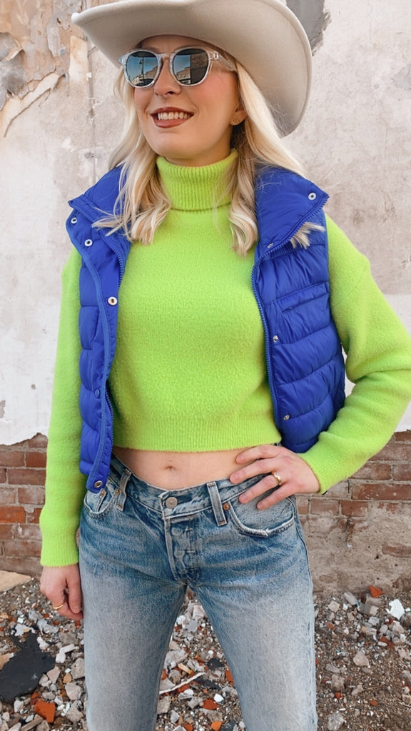 Abbie Lime Green Cropped Sweater (Copy)