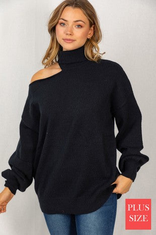 Taylor Open Shoulder Turtleneck Sweater