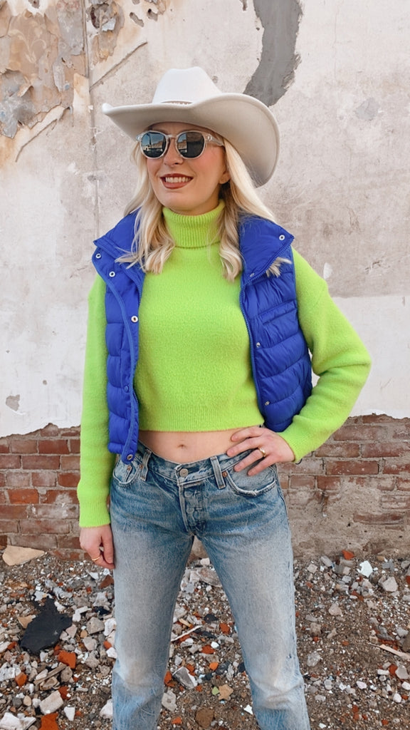 Abbie Lime Green Cropped Sweater (Copy)