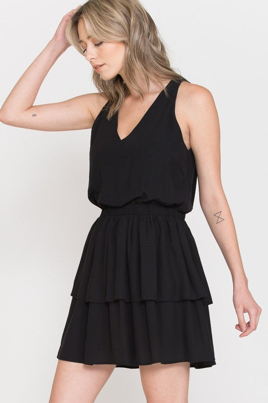 Courtney sleeveless tiered dress (black)