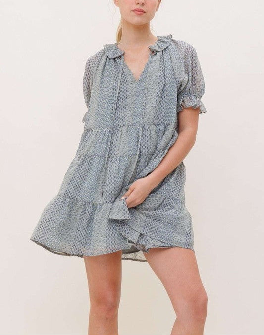 Meadow chiffon dress (blue mint)