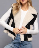 Benni faux fur suede zip up vest (black)