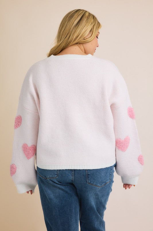 Lexie Heart Sweater (ivory/pink)