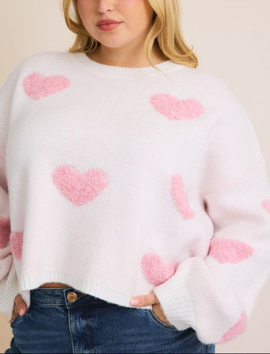 Lexie Heart Sweater (ivory/pink)