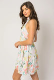 Emmy floral halter dress  (ivory/green)