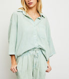 Stacia button down oversized top (mint)