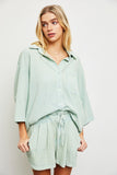 Stacia button down oversized top (mint)