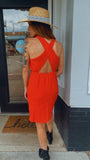 Dakota cross back crinkle fabric dress (red)