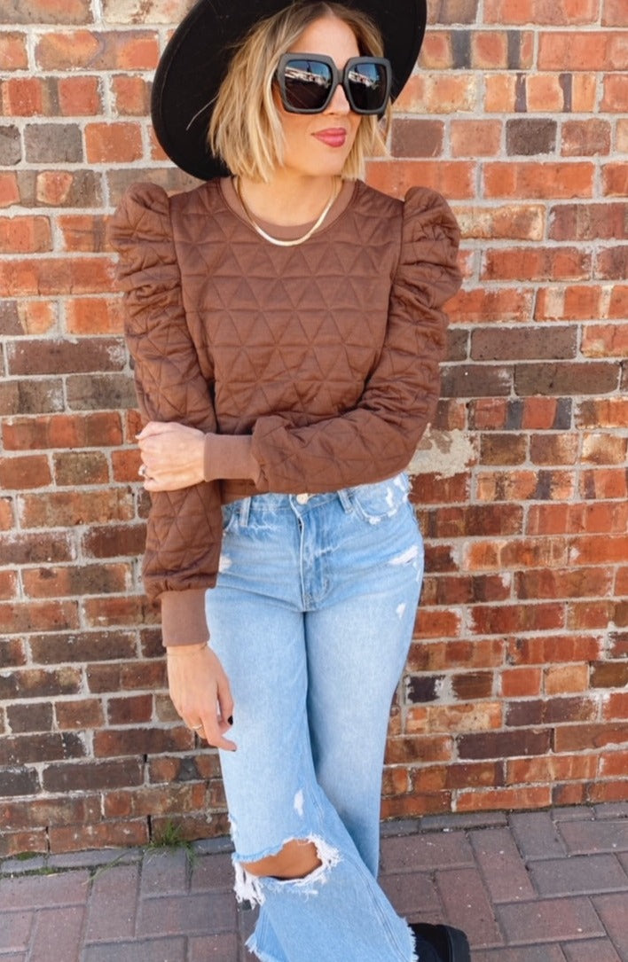 Love Like That Latte Brown Checkered Crop Sweater – Shop the Mint