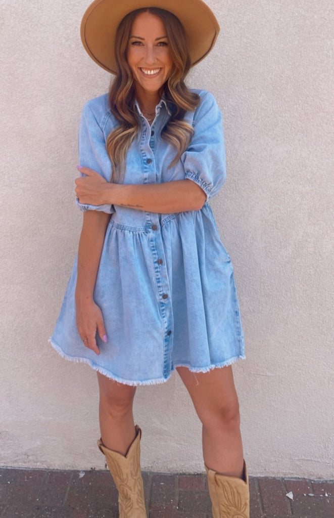 Rylie denim babydoll dress (medium wash)