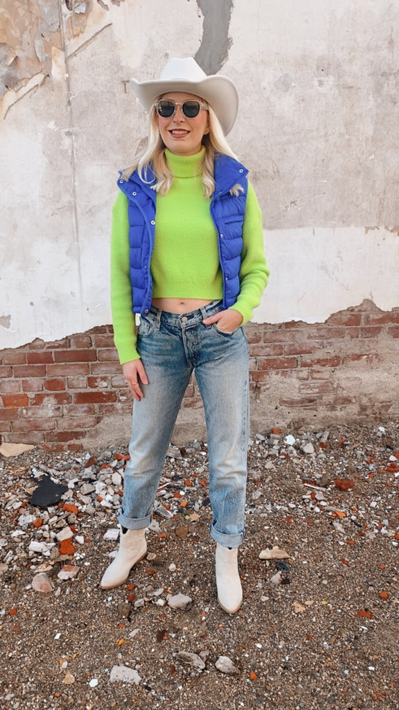 Abbie Lime Green Cropped Sweater (Copy)