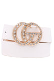 Metal rhinestone buckle belt (white)